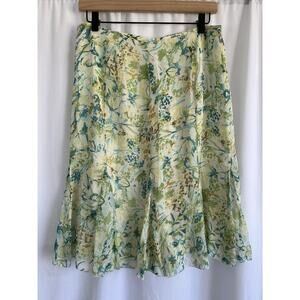 Pendleton Womans 100% Silk Paneled Flared A-Line Floral Skirt Multi-Color Size 8